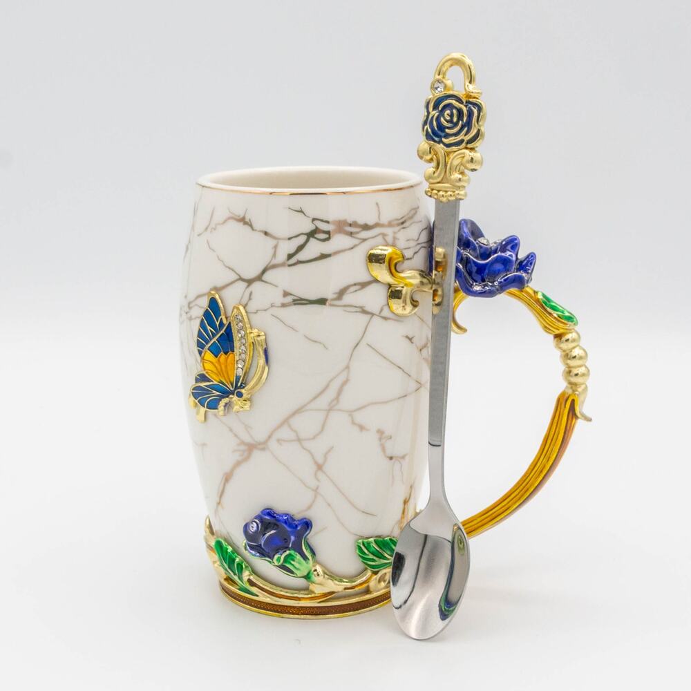 Gift For Her Mugs Mom OSATI Gifts Butterfly Flower With Matching Spoon NIB
